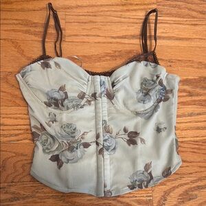 Floral and lace Print Bustier Crop Top small never worn